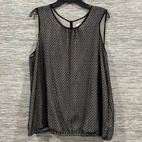 Coldwater Creek Tops - Cold water Creek Sheer Black Polka Dot Sleeveless Top Back Keyhole  Plus Size 22